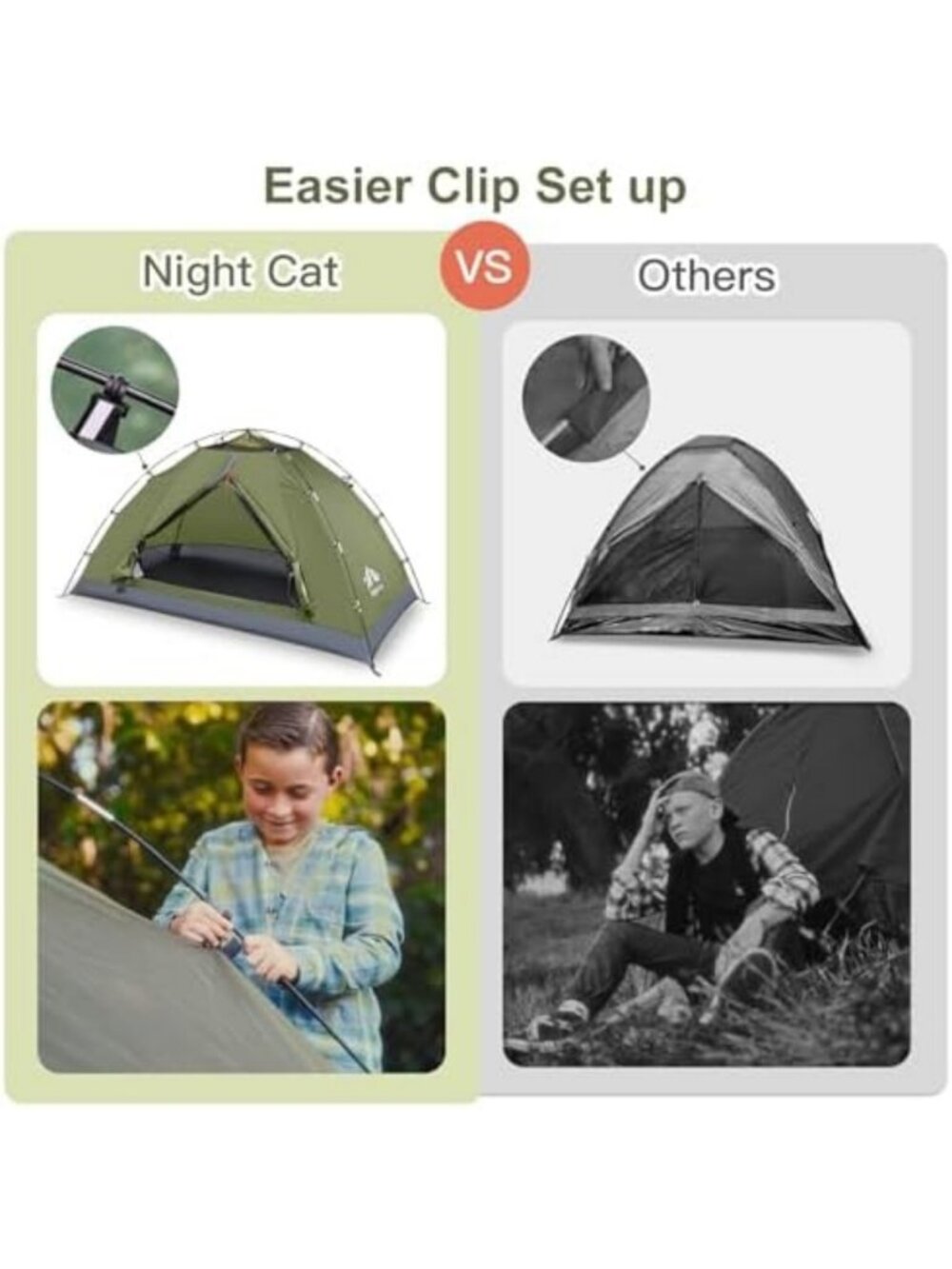 Lightweight 1-2 Person Camping Tent | Easy Clip Setup, Rainproof & Compact - Picture 2 of 6